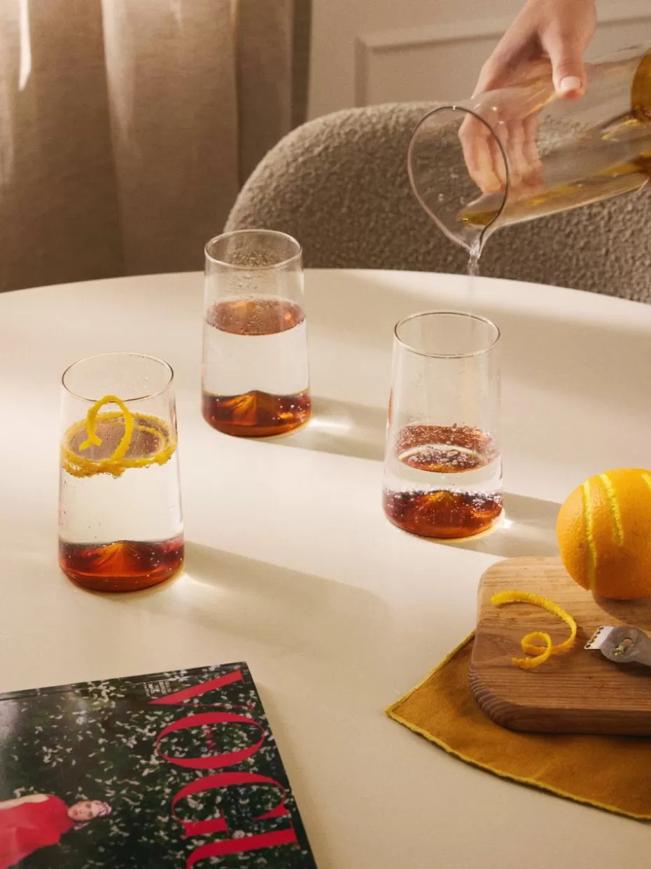 Bargläser-Westwing Collection Mundgeblasene Longdrinkgläser Hadley, 4 Stück Transparent, Orange