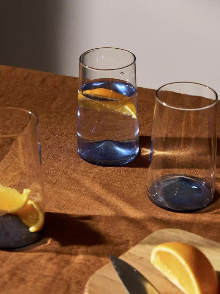 Bargläser-Westwing Collection Mundgeblasene Longdrinkgläser Hadley, 4 Stück Transparent, Blau
