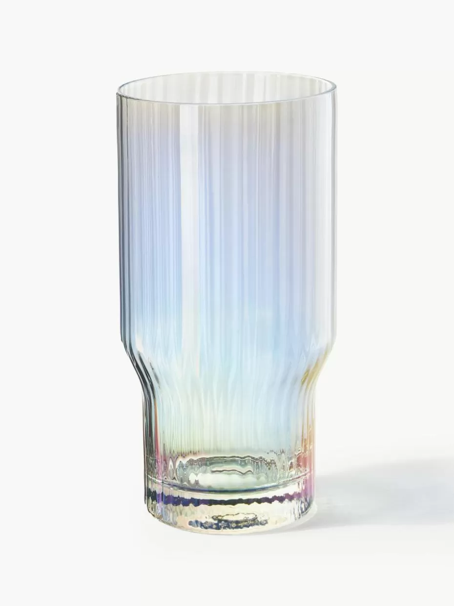 Bargläser-Westwing Collection Mundgeblasene Longdrinkgläser Juno mit Rillenrelief und Perlmuttglanz, 4 Stück
