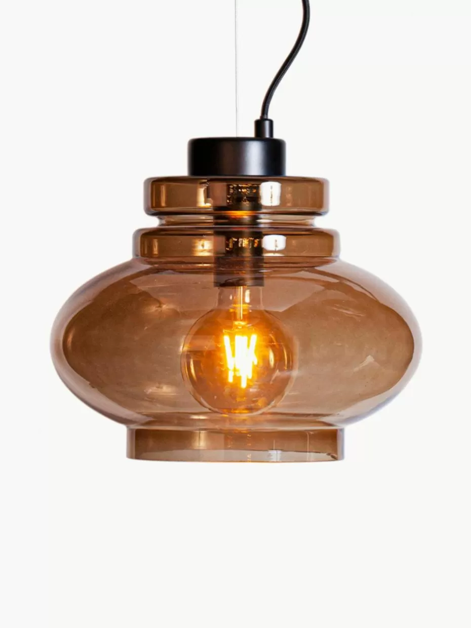 Pendelleuchten-By Rydens Mundgeblasene Pendelleuchte Dolores Braun transparent, Schwarz