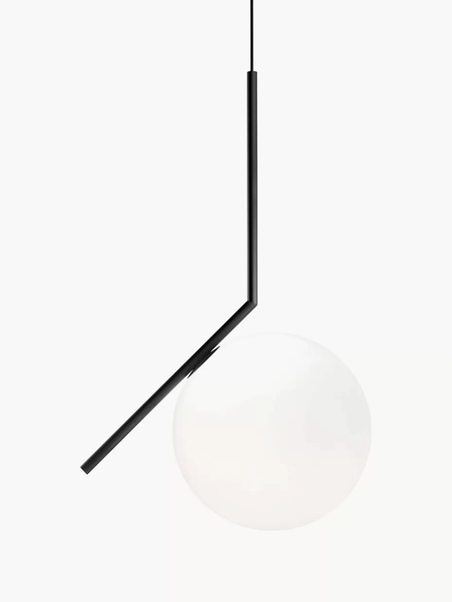 Pendelleuchten-Flos Mundgeblasene Pendelleuchte IC Lights, H 70 cm Schwarz, Weiß