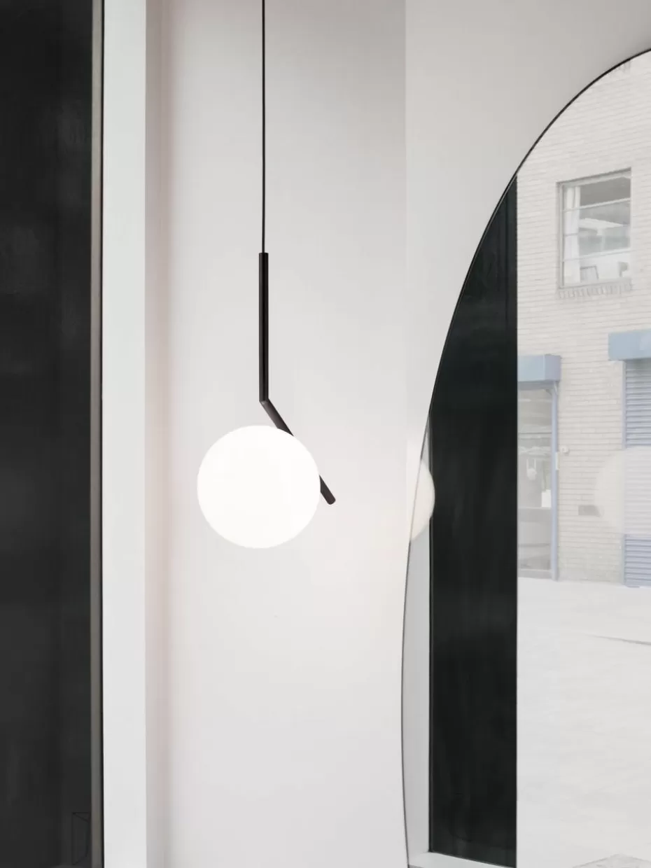 Pendelleuchten-Flos Mundgeblasene Pendelleuchte IC Lights, H 70 cm Schwarz, Weiß