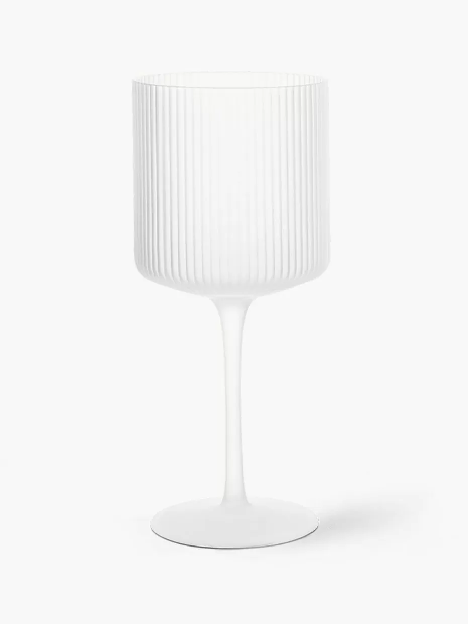 Weingläser-ferm LIVING Mundgeblasene Rotweingläser Ripple mit Rillenrelief, 2 Stück Semi-transparent, matt