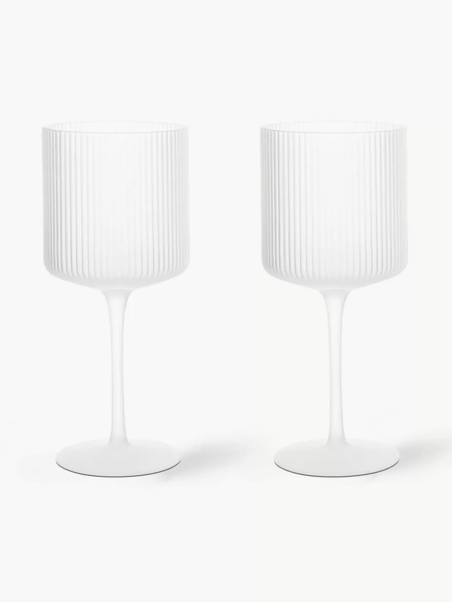 Weingläser-ferm LIVING Mundgeblasene Rotweingläser Ripple mit Rillenrelief, 2 Stück Semi-transparent, matt