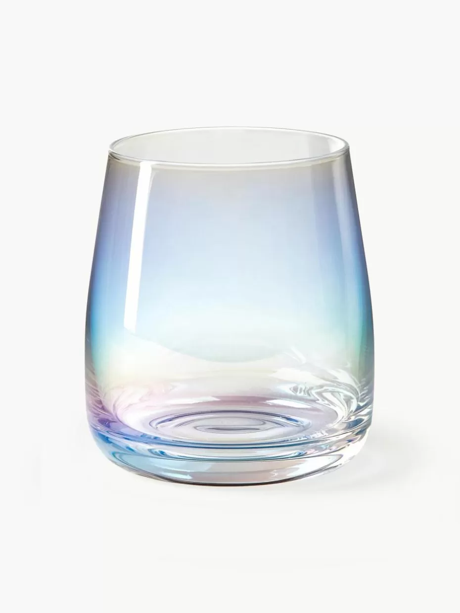 Wassergläser-Westwing Collection Mundgeblasene Wassergläser Ellery, irisierend, 4 Stück Transparent, irisierend