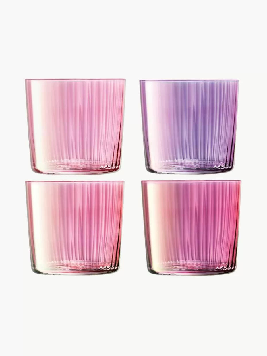 Wassergläser-Lsa International Mundgeblasene Wassergläser Gems mit Rillenrelief, 4er-Set
