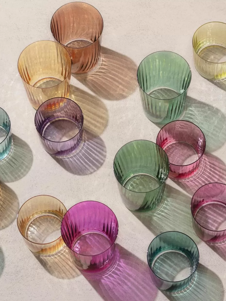 Wassergläser-Lsa International Mundgeblasene Wassergläser Gems mit Rillenrelief, 4er-Set