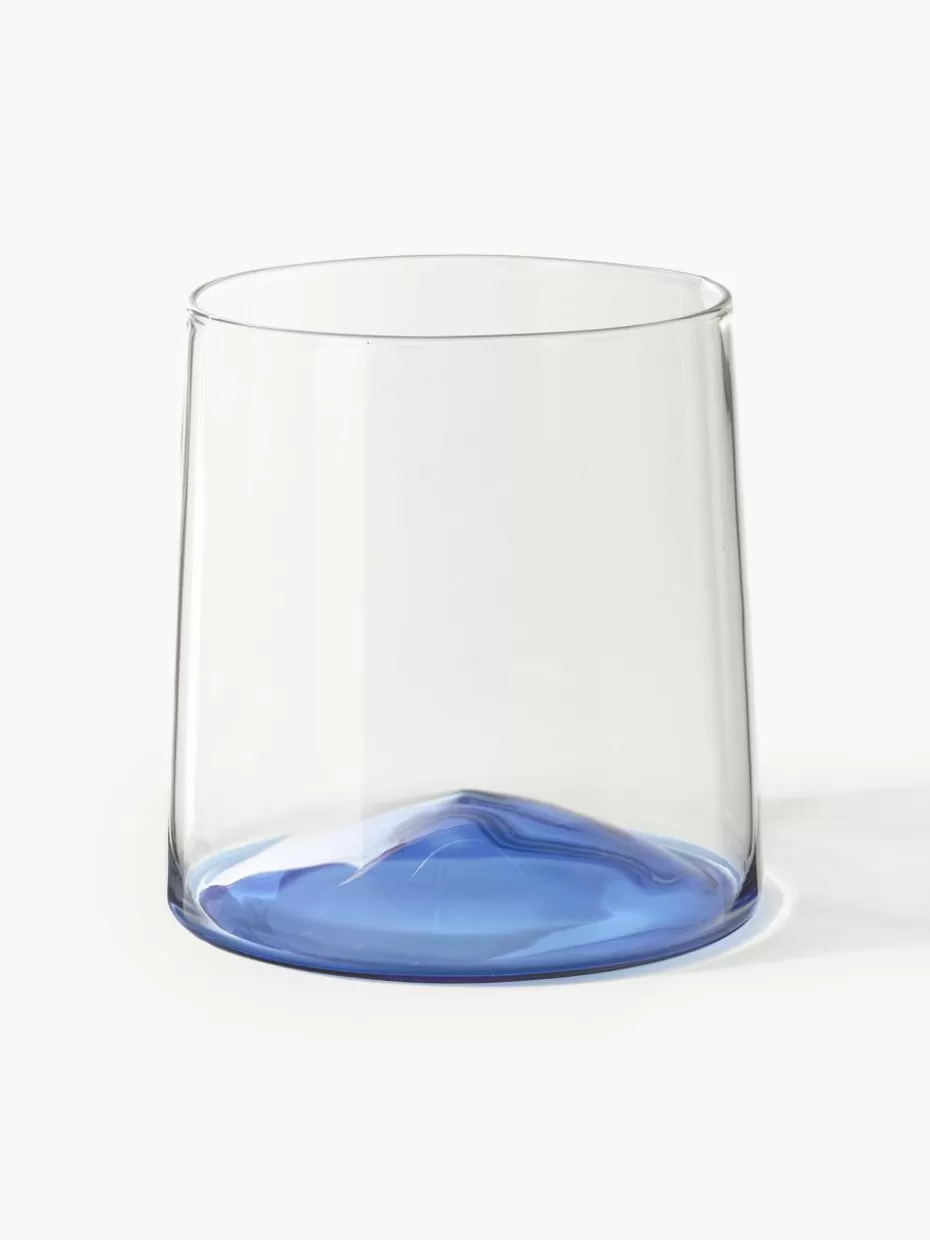 Wassergläser-Westwing Collection Mundgeblasene Wassergläser Hadley, 4 Stück Transparent, Blau