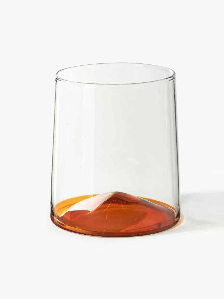 Wassergläser-Westwing Collection Mundgeblasene Wassergläser Hadley, 4 Stück Transparent, Orange