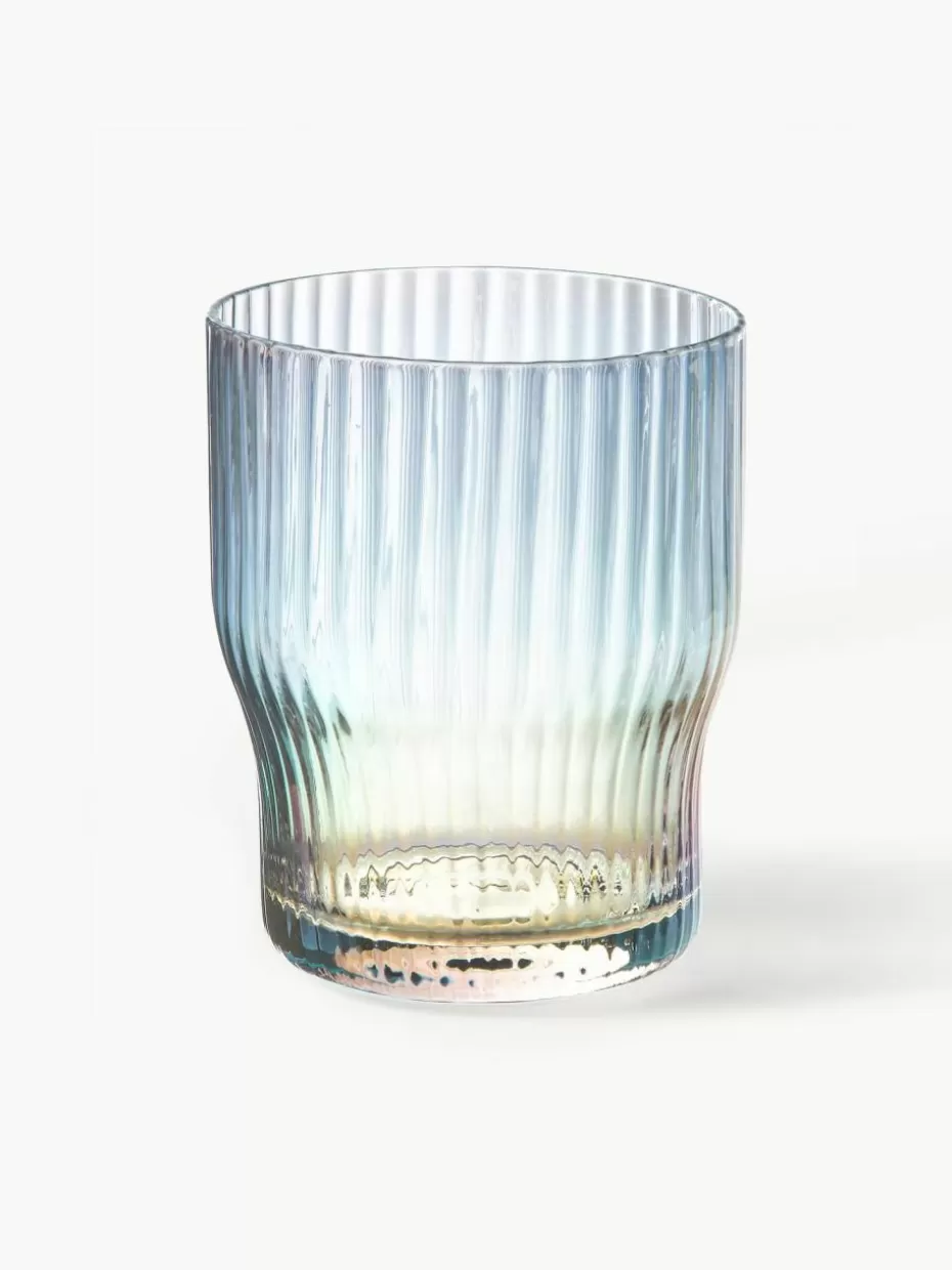 Weihnachtsgeschirr | Wassergläser-Westwing Collection Mundgeblasene Wassergläser Juno mit Rillenrelief und Perlmuttglanz, 4 Stück