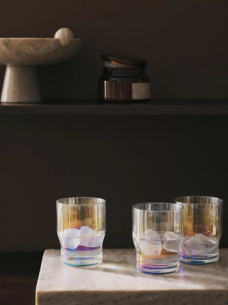 Weihnachtsgeschirr | Wassergläser-Westwing Collection Mundgeblasene Wassergläser Juno mit Rillenrelief und Perlmuttglanz, 4 Stück