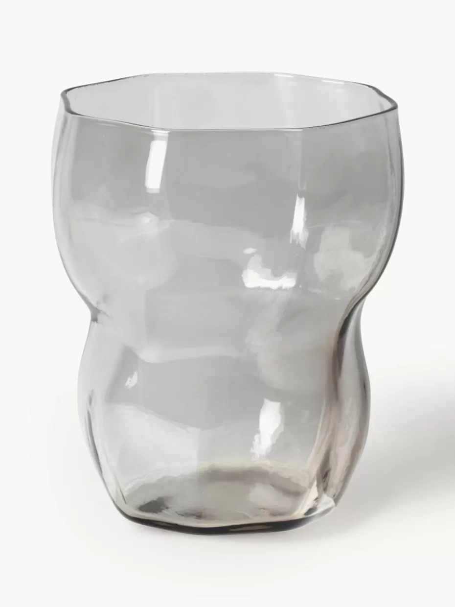 Wassergläser-Broste Copenhagen Mundgeblasene Wassergläser Limfjord, 4 Stück Grau, transparent