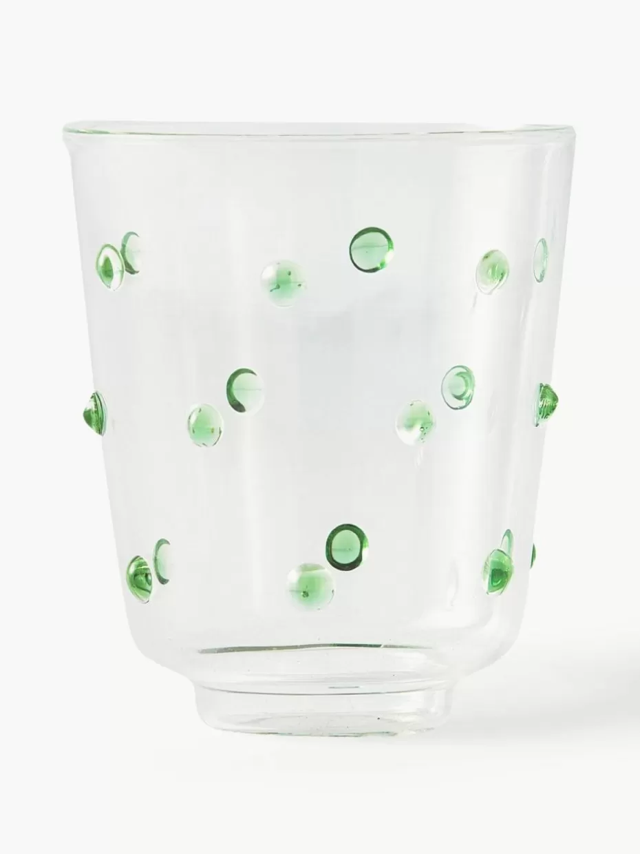 Wassergläser-Pols Potten Mundgeblasene Wassergläser Nob aus Borosilikatglas, 2 Stück Transparent, Grün