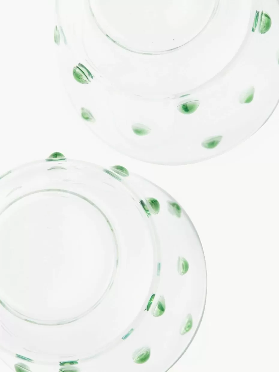 Wassergläser-Pols Potten Mundgeblasene Wassergläser Nob aus Borosilikatglas, 2 Stück Transparent, Grün