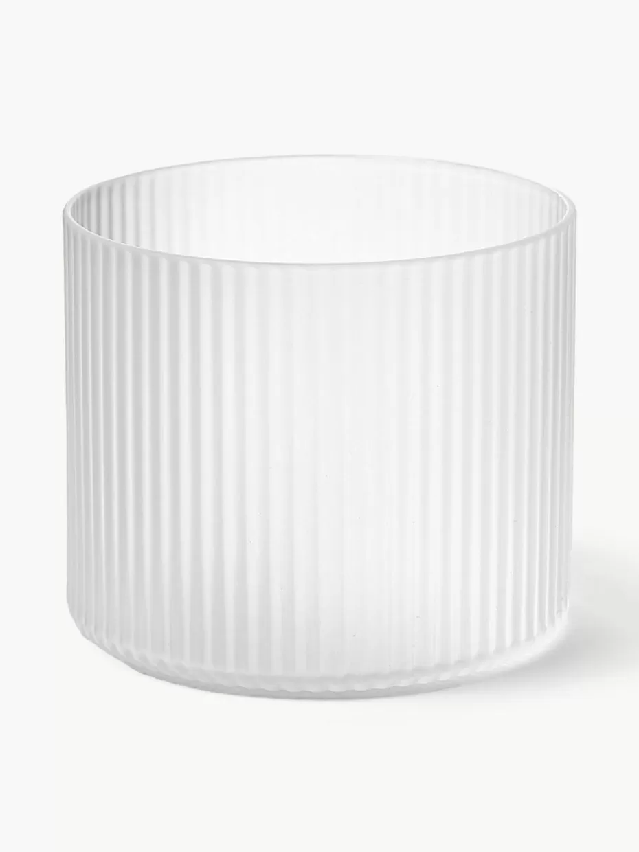 Wassergläser-ferm LIVING Mundgeblasene Wassergläser Ripple mit Rillenrelief, 4 Stück Semi-transparent, matt