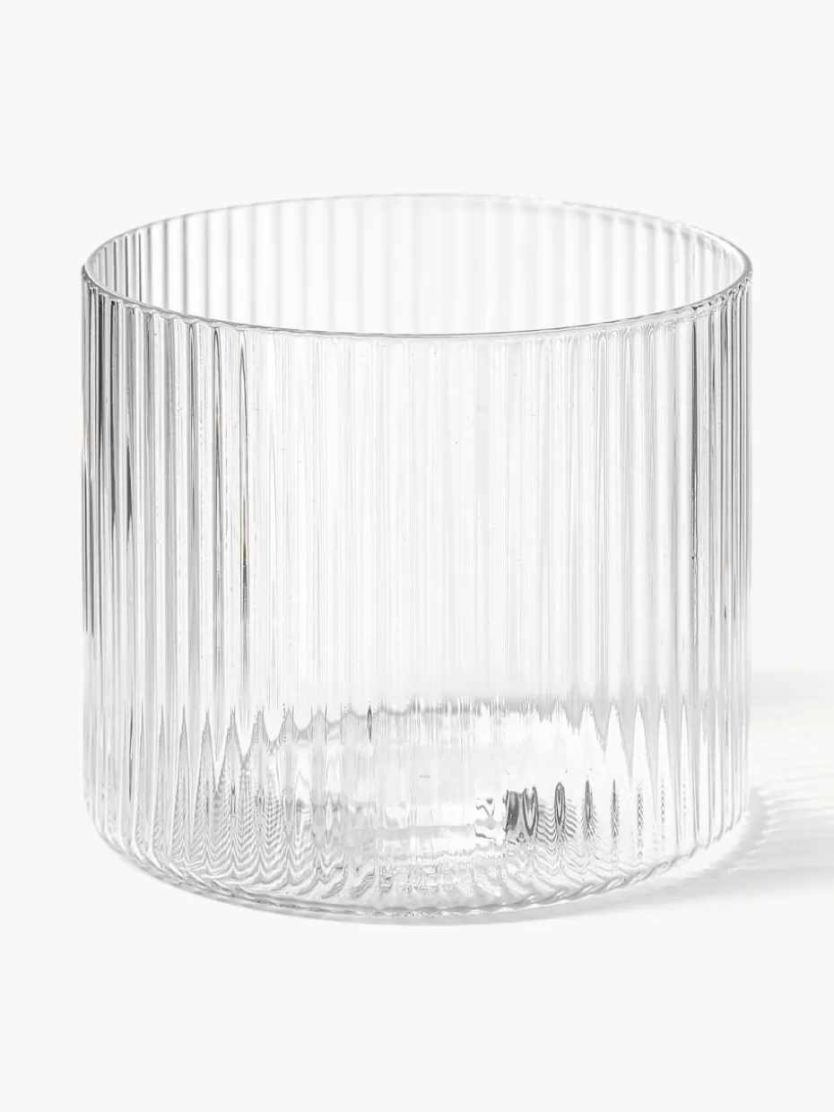 Wassergläser-ferm LIVING Mundgeblasene Wassergläser Ripple mit Rillenrelief, 4 Stück Transparent, glänzend