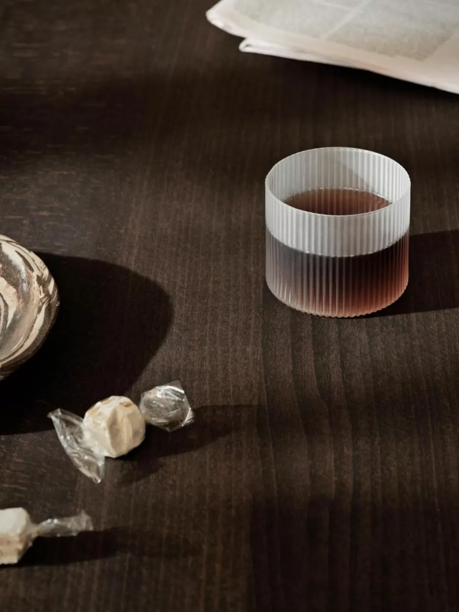 Wassergläser-ferm LIVING Mundgeblasene Wassergläser Ripple mit Rillenrelief, 4 Stück Semi-transparent, matt
