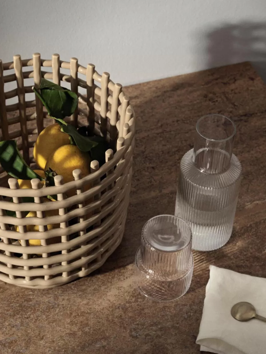 Wassergläser-ferm LIVING Mundgeblasene Wassergläser Ripple mit Rillenrelief, 4er-Set Transparent, glänzend