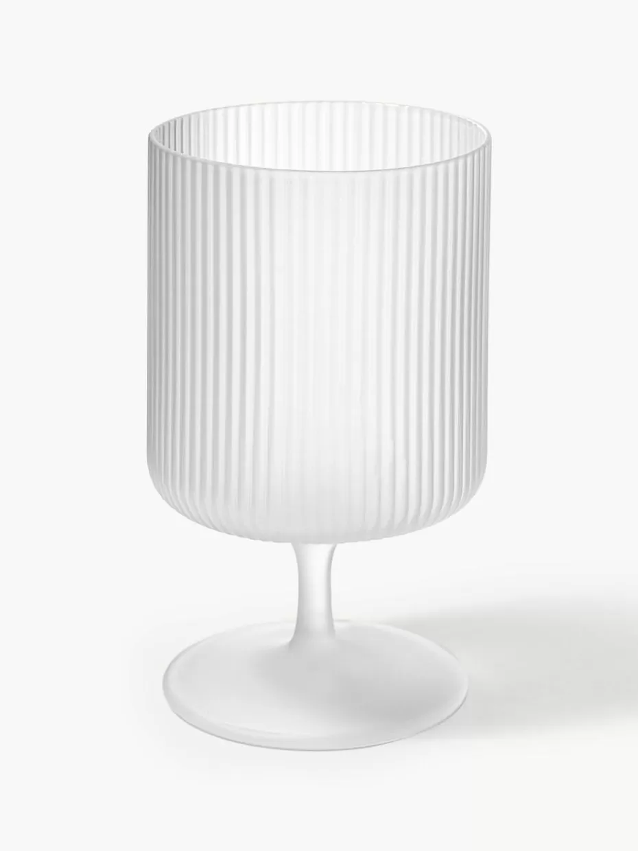 Weingläser-ferm LIVING Mundgeblasene Weingläser Ripple mit Rillenrelief, 2 Stück Semi-transparent, matt