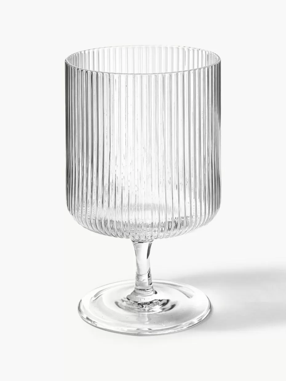 Weingläser-ferm LIVING Mundgeblasene Weingläser Ripple mit Rillenrelief, 2 Stück Transparent, glänzend