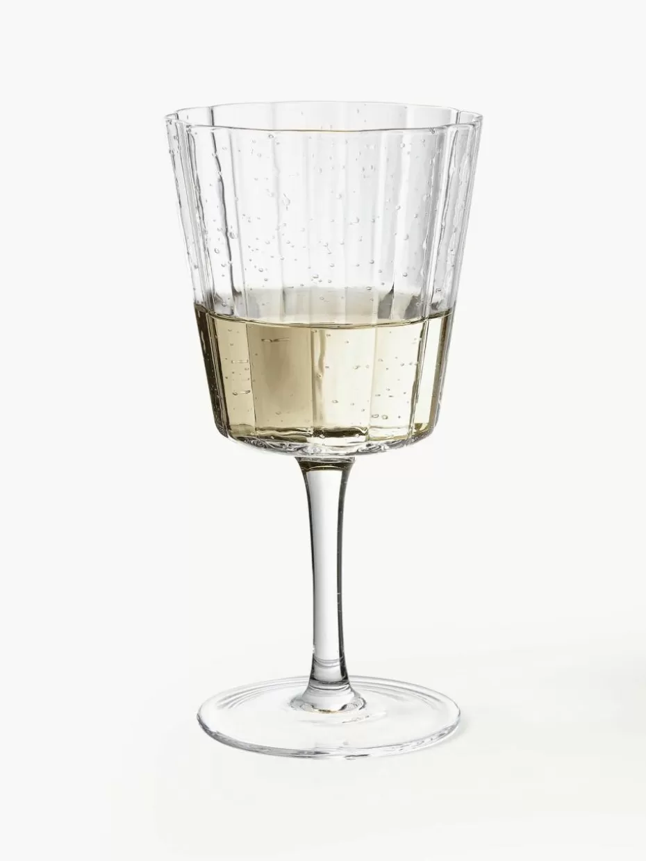 Weihnachtsgeschirr | Weingläser-Westwing Collection Mundgeblasene Weingläser Scallop Glasses mit Rillenstruktur, 4 Stück