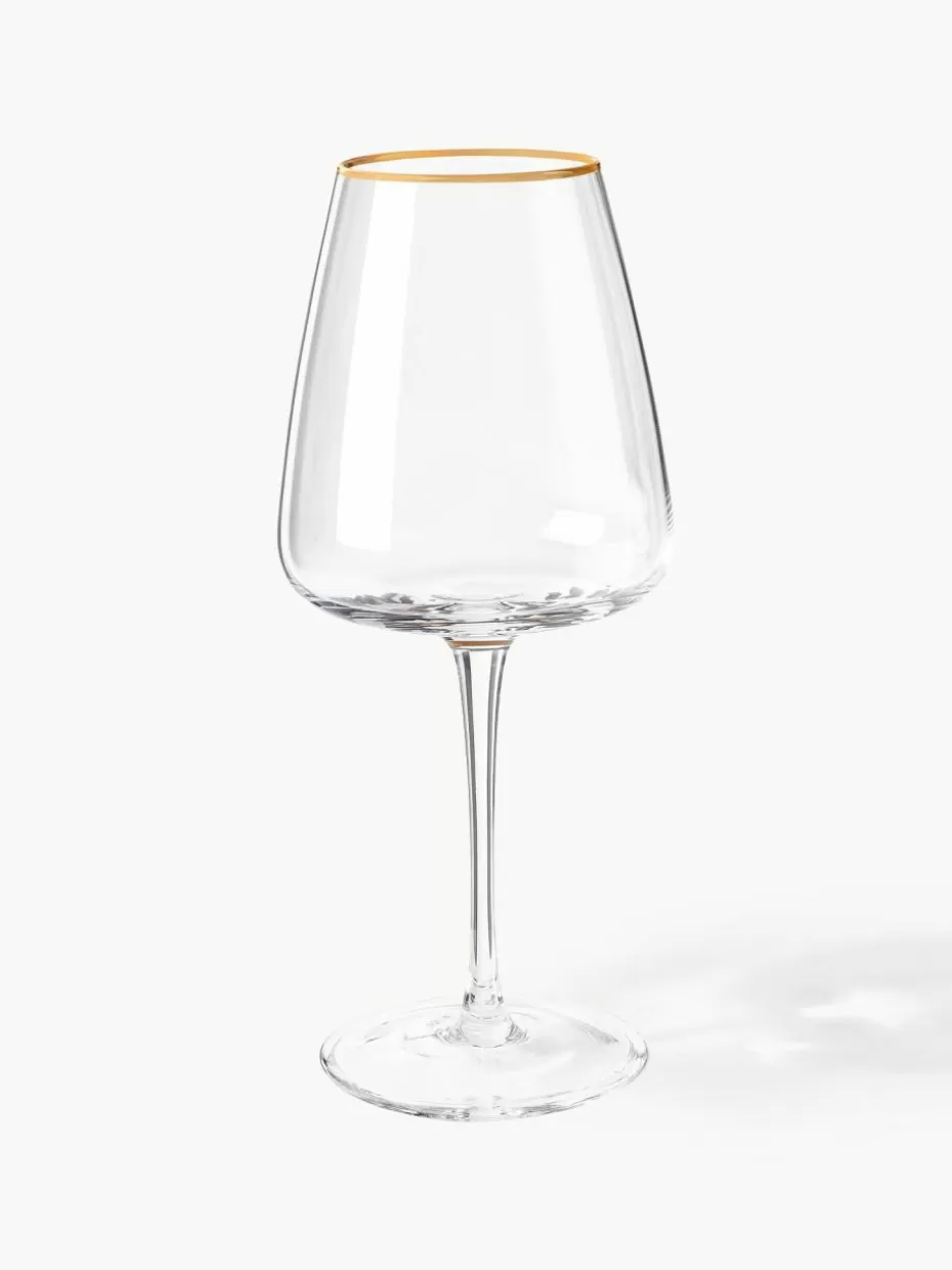 Weihnachtsgeschirr | Weingläser-Westwing Collection Mundgeblasene Weißweingläser Ellery, 4 Stück Transparent mit Goldrand