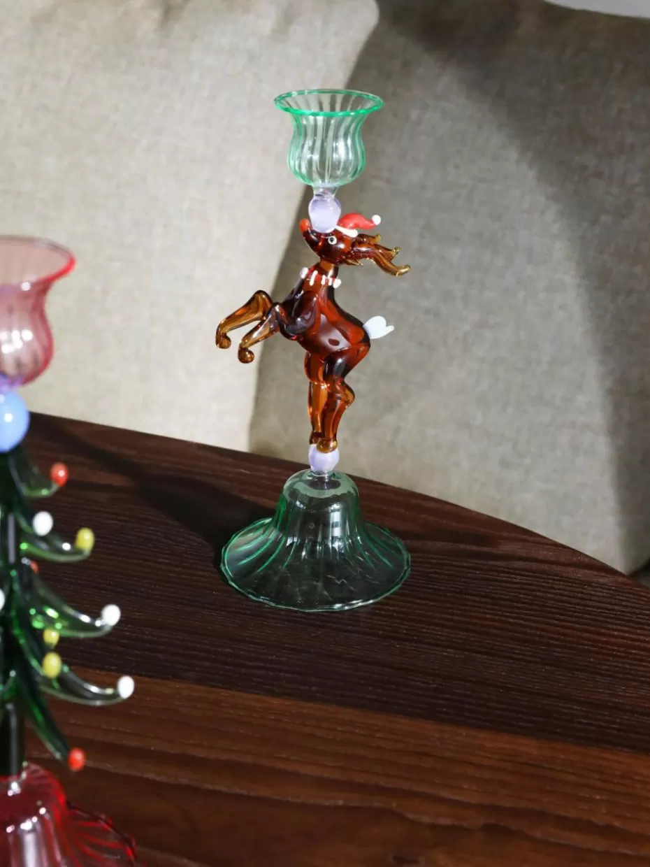 Weihnachtskerzen & Kerzenhalter | Glow-Up-&k amsterdam Mundgeblasener Glas-Kerzenhalter Reindeer