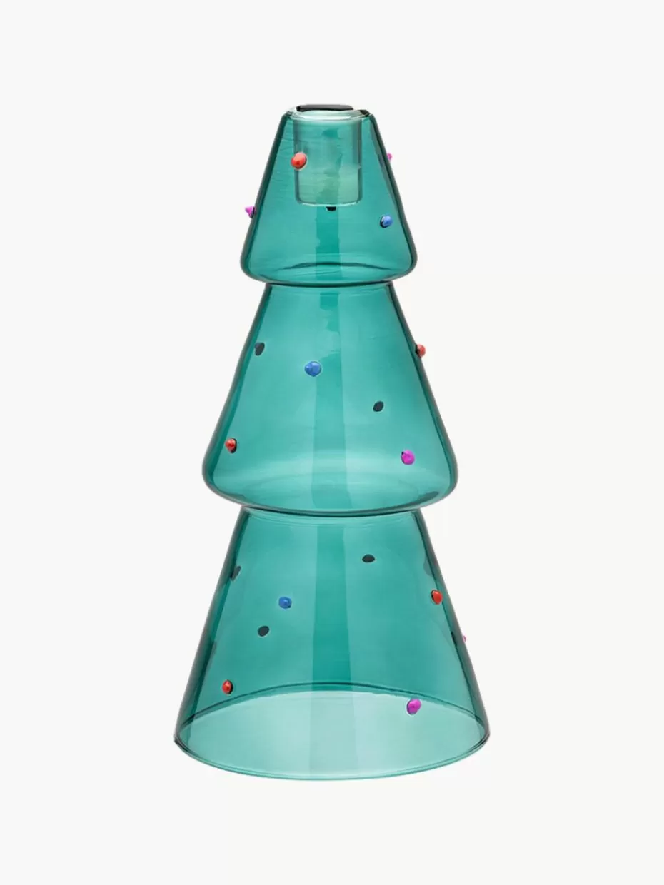 Weihnachtskerzen & Kerzenhalter | Glow-Up-Anna + Nina Mundgeblasener Kerzenhalter Christmas Tree aus Borosilikatglas