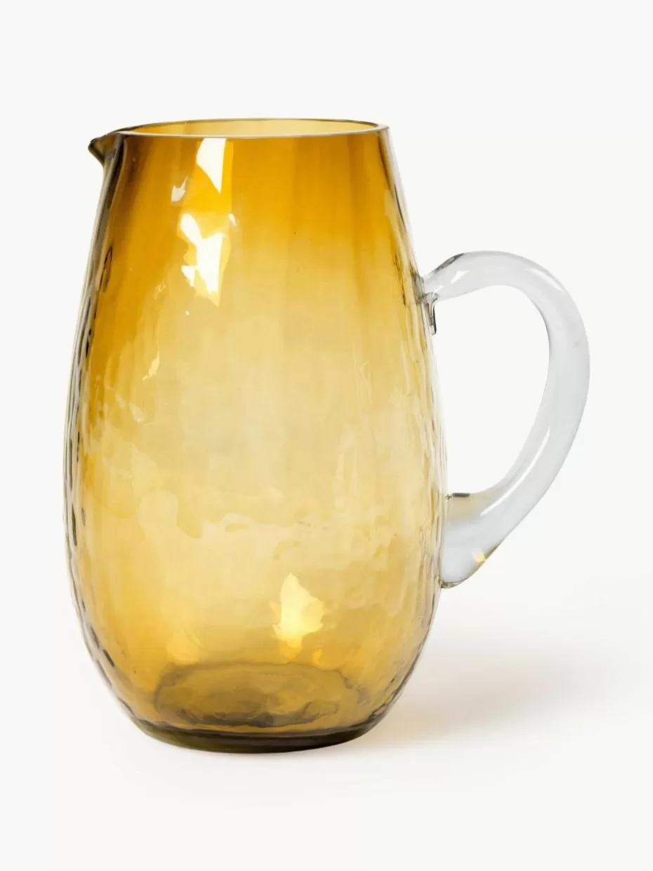 Kannen & Karaffen-Broste Copenhagen Mundgeblasener Krug Hammered, 2 L Sonnengelb, transparent