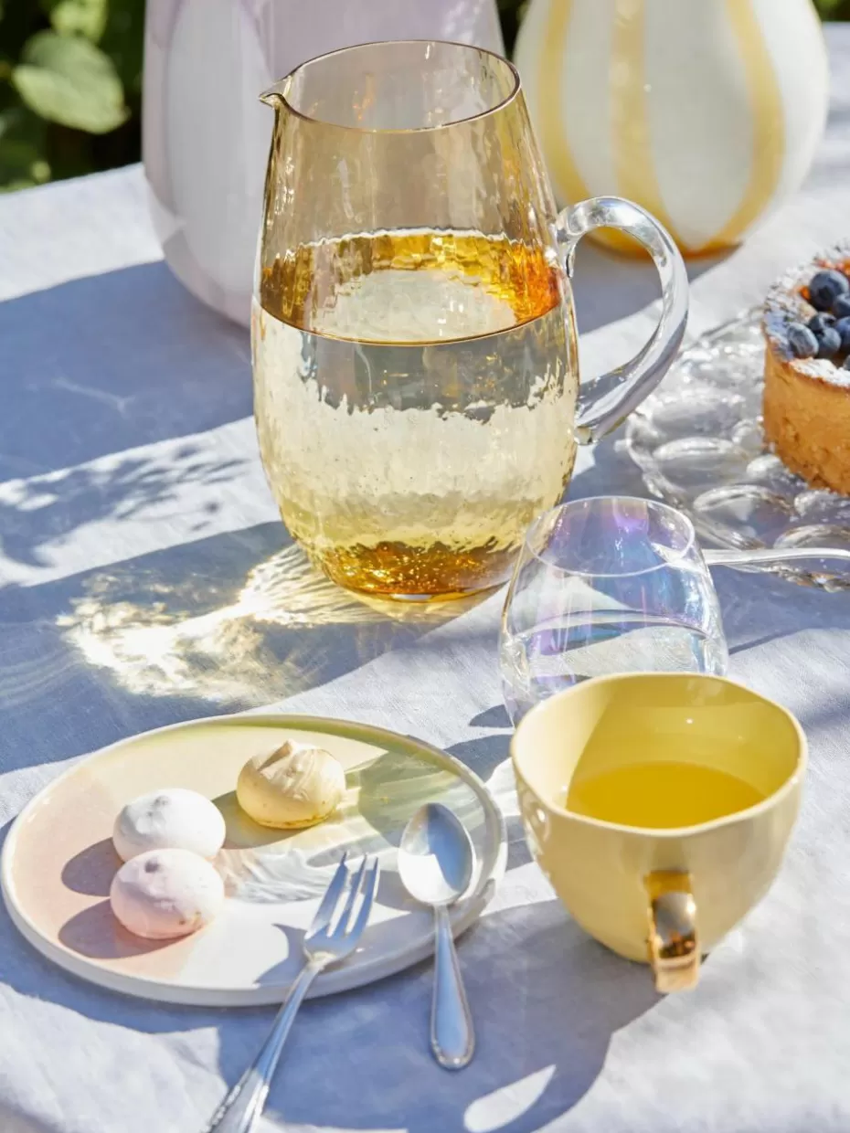 Kannen & Karaffen-Broste Copenhagen Mundgeblasener Krug Hammered, 2 L Sonnengelb, transparent