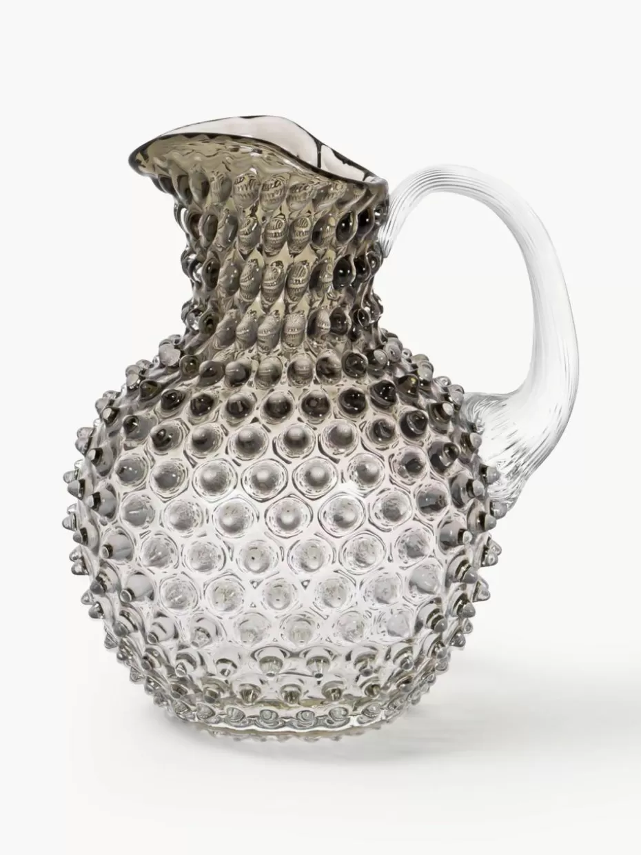 Kannen & Karaffen-Anna von Lipa Mundgeblasener Krug Hobnail, 2 L Transparent, Greige
