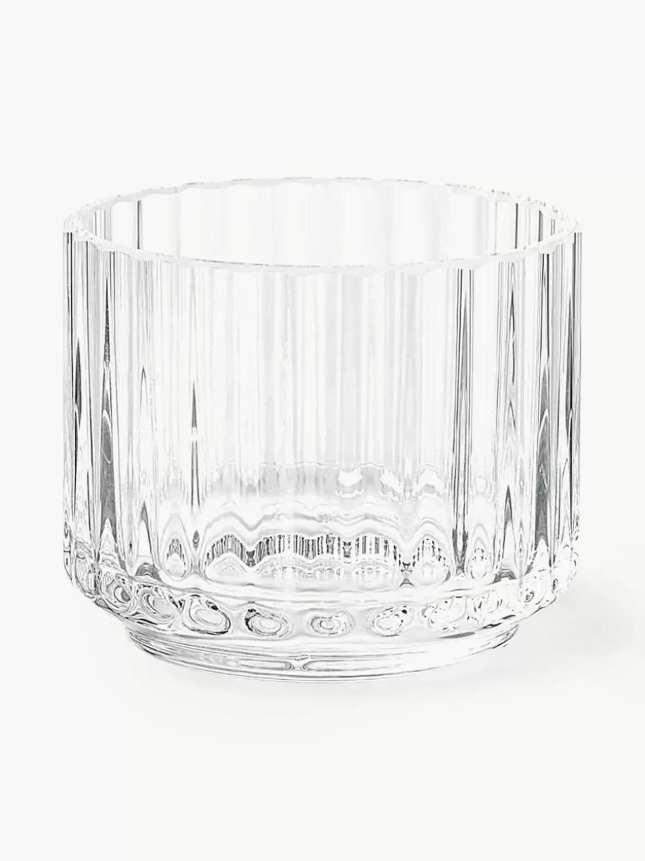 Teelichthalter-Lyngby Porcelaen Mundgeblasener Teelichthalter Lyngby mit geriffelter Oberfläche