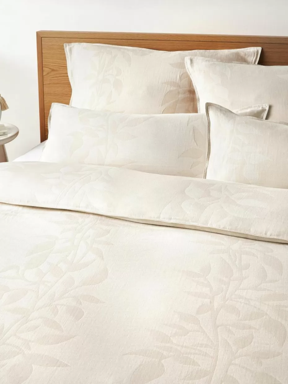 Bettwäsche-Westwing Collection Musselin-Bettdeckenbezug Jasmina mit floralem Muster Hellbeige