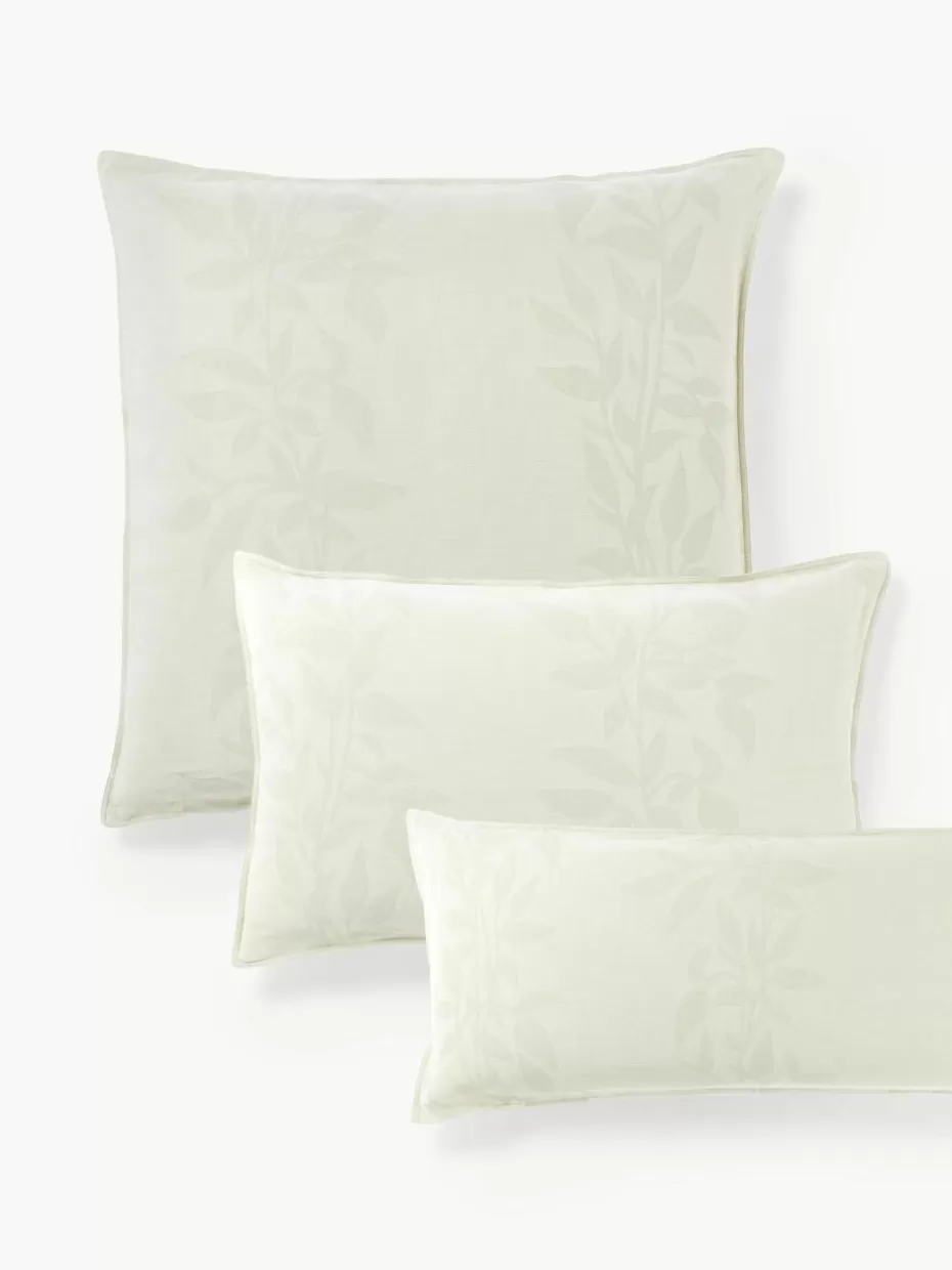 Kopfkissenbezüge-Westwing Collection Musselin-Kopfkissenbezug Jasmina mit floralem Muster Salbeigrün