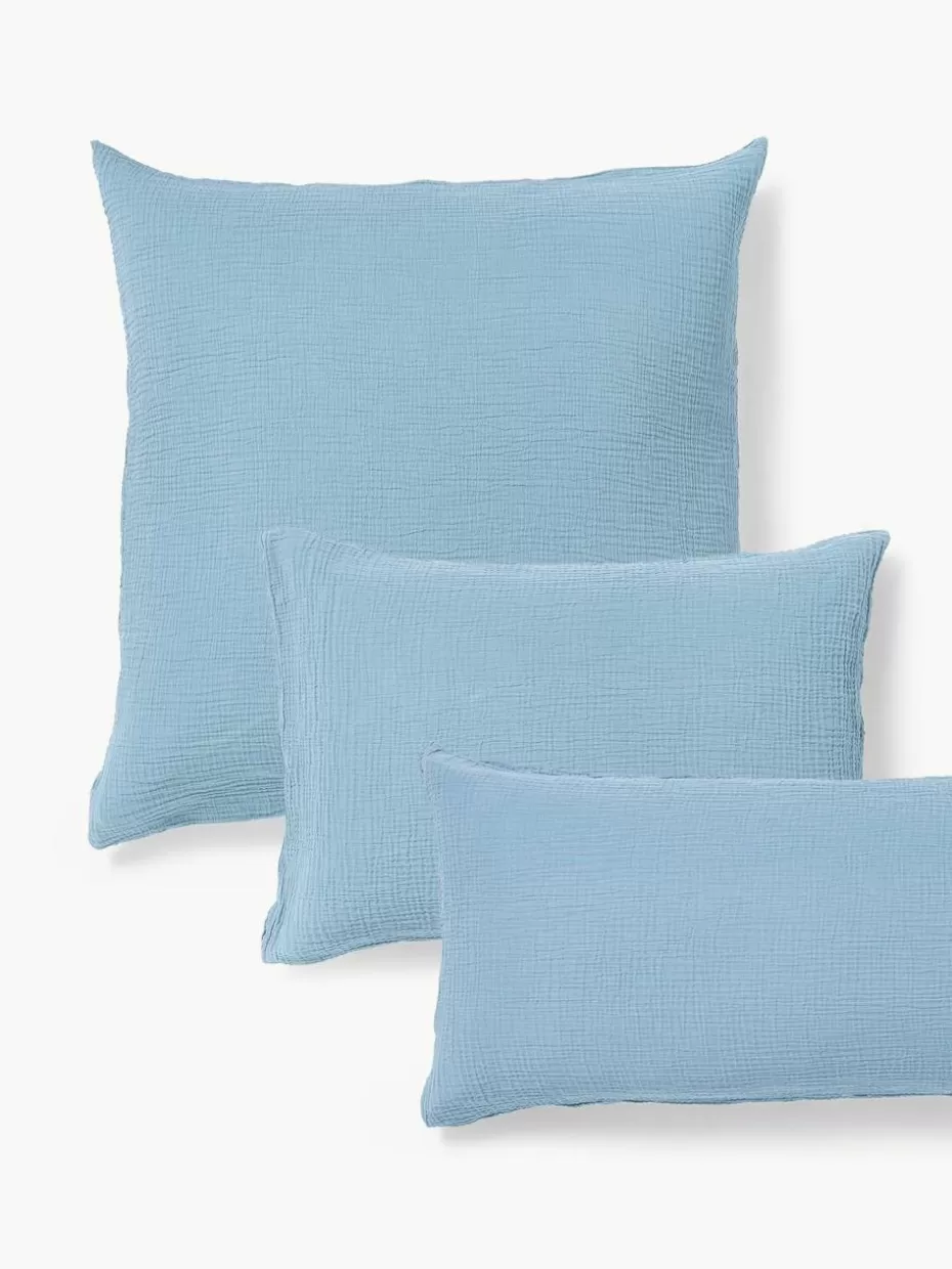 Kopfkissenbezüge-Westwing Collection Musselin-Kopfkissenbezug Odile Graublau