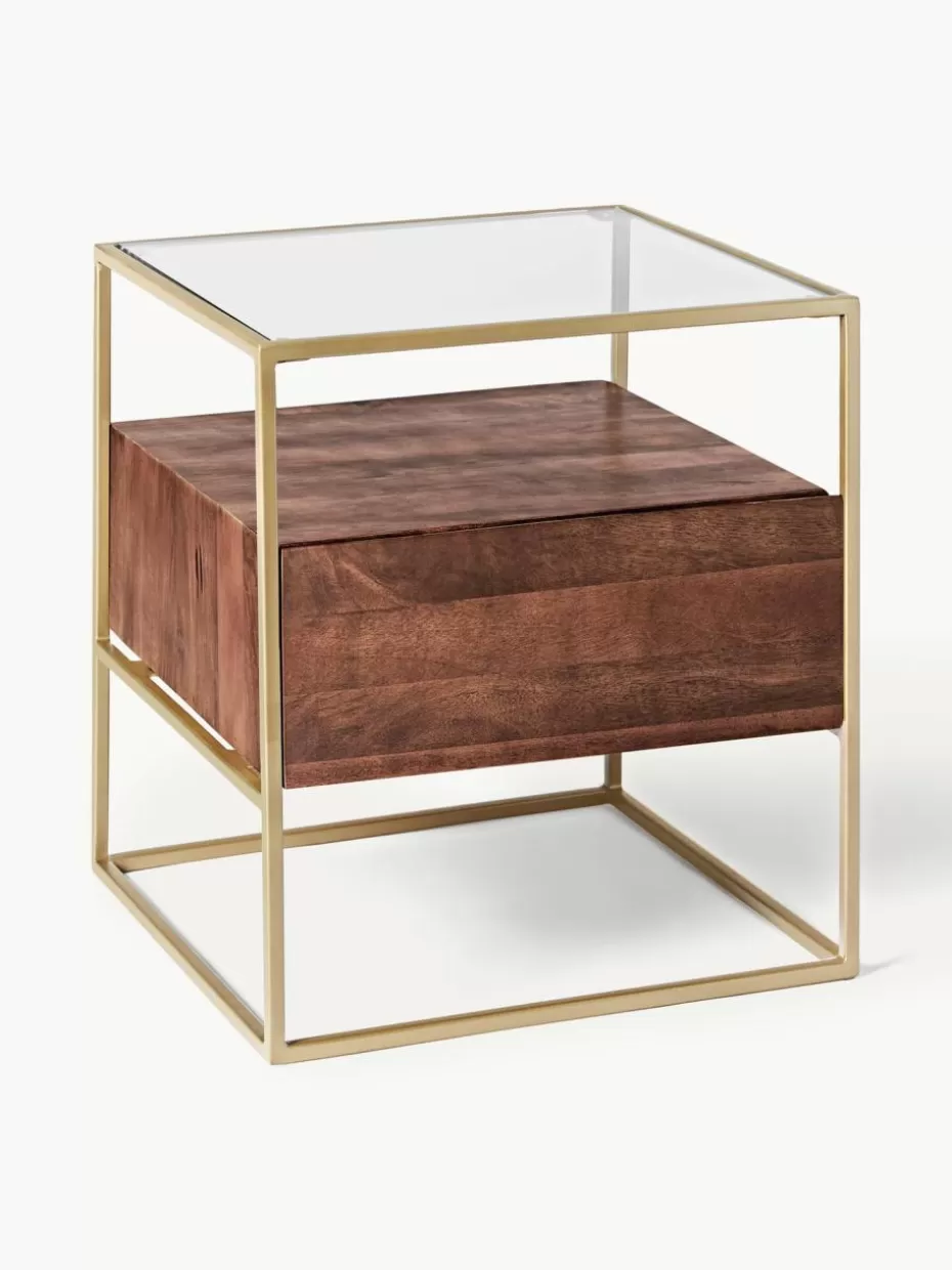 Nachttische | Beistelltische-Westwing Collection Nachttisch Theodor mit Schublade Mangoholz, Braun