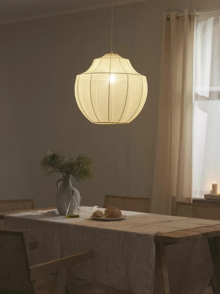 Pendelleuchten-Westwing Collection Netzstoff-Pendelleuchte Beau Hellbeige