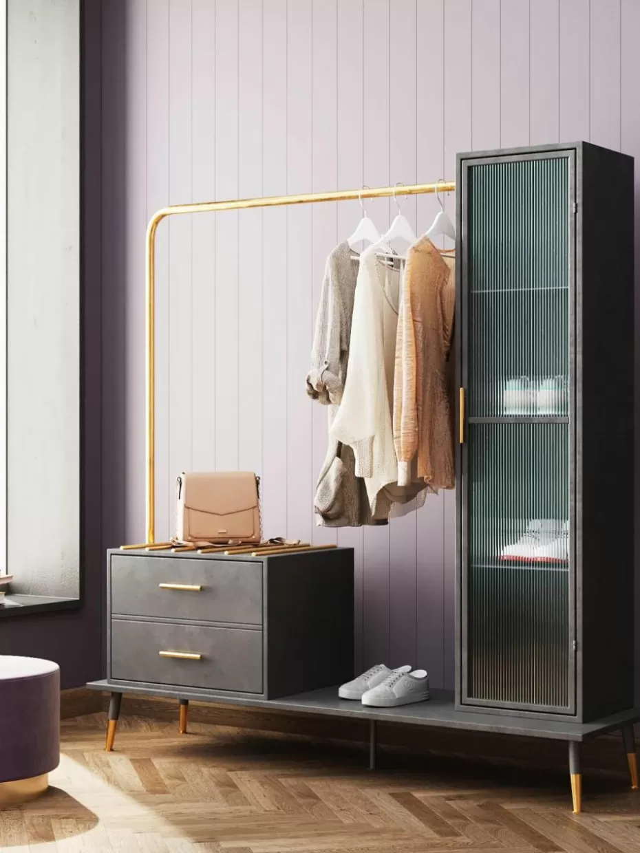 Kleiderschränke-Kare Design Offener Kleiderschrank La Gomera mit Schubladen