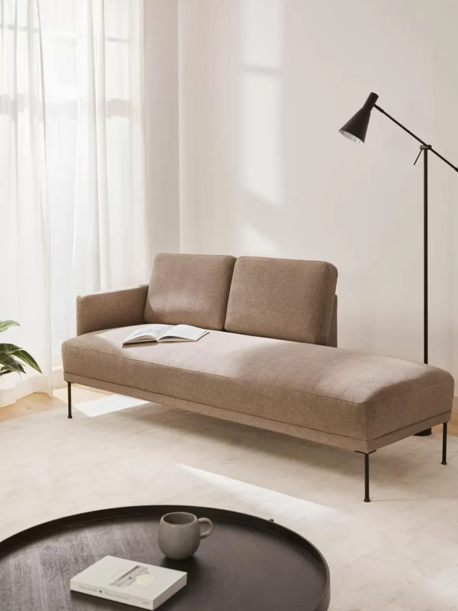 Sofas | Sofaserien-Westwing Collection Ottomane Fluente Webstoff Taupe