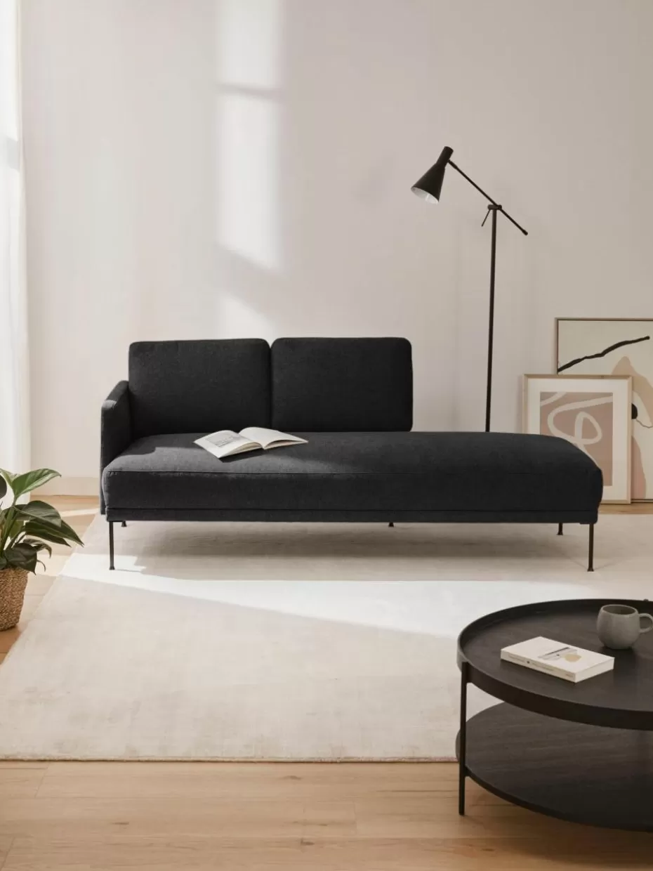 Sofas | Sofaserien-Westwing Collection Ottomane Fluente Webstoff Anthrazit