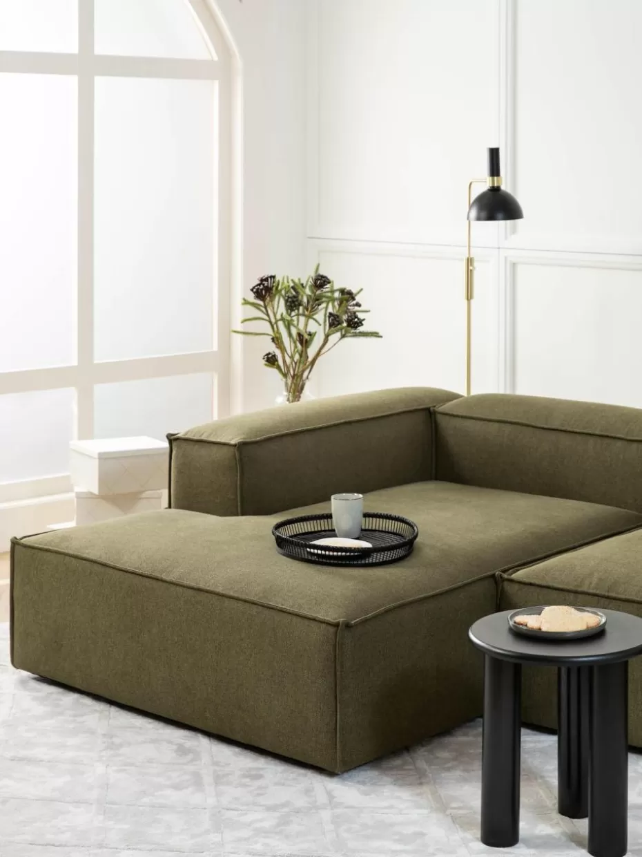 Sofas | Sofaserien-Westwing Collection Ottomane-Eckmodul Lennon Webstoff Olivgrün