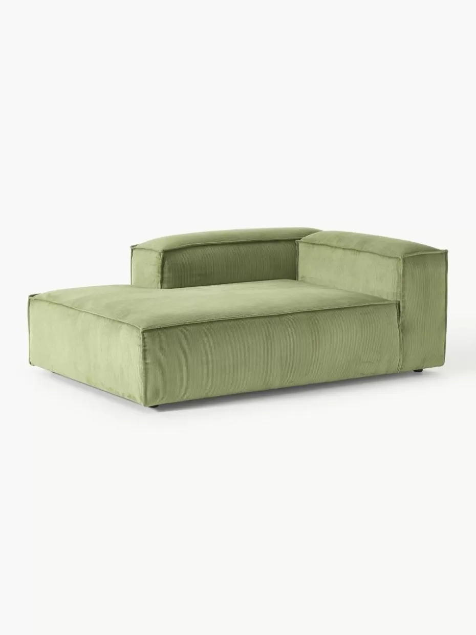 Sofas | Sofaserien-Westwing Collection Ottomane-Eckmodul Lennon aus Cord Cord Olivgrün