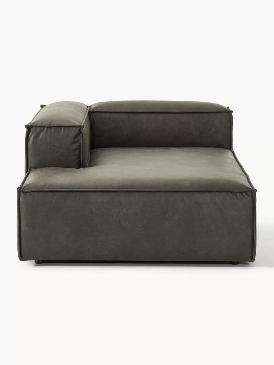Sofas | Sofaserien-Westwing Collection Ottomane-Eckmodul Lennon aus recyceltem Leder Leder Taupe