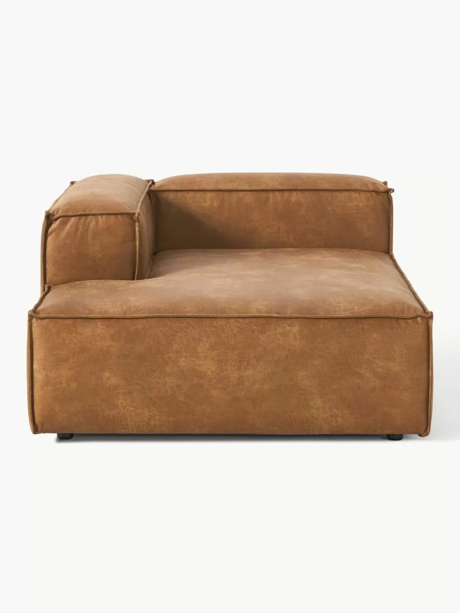 Sofas | Sofaserien-Westwing Collection Ottomane-Eckmodul Lennon aus recyceltem Leder Leder Braun
