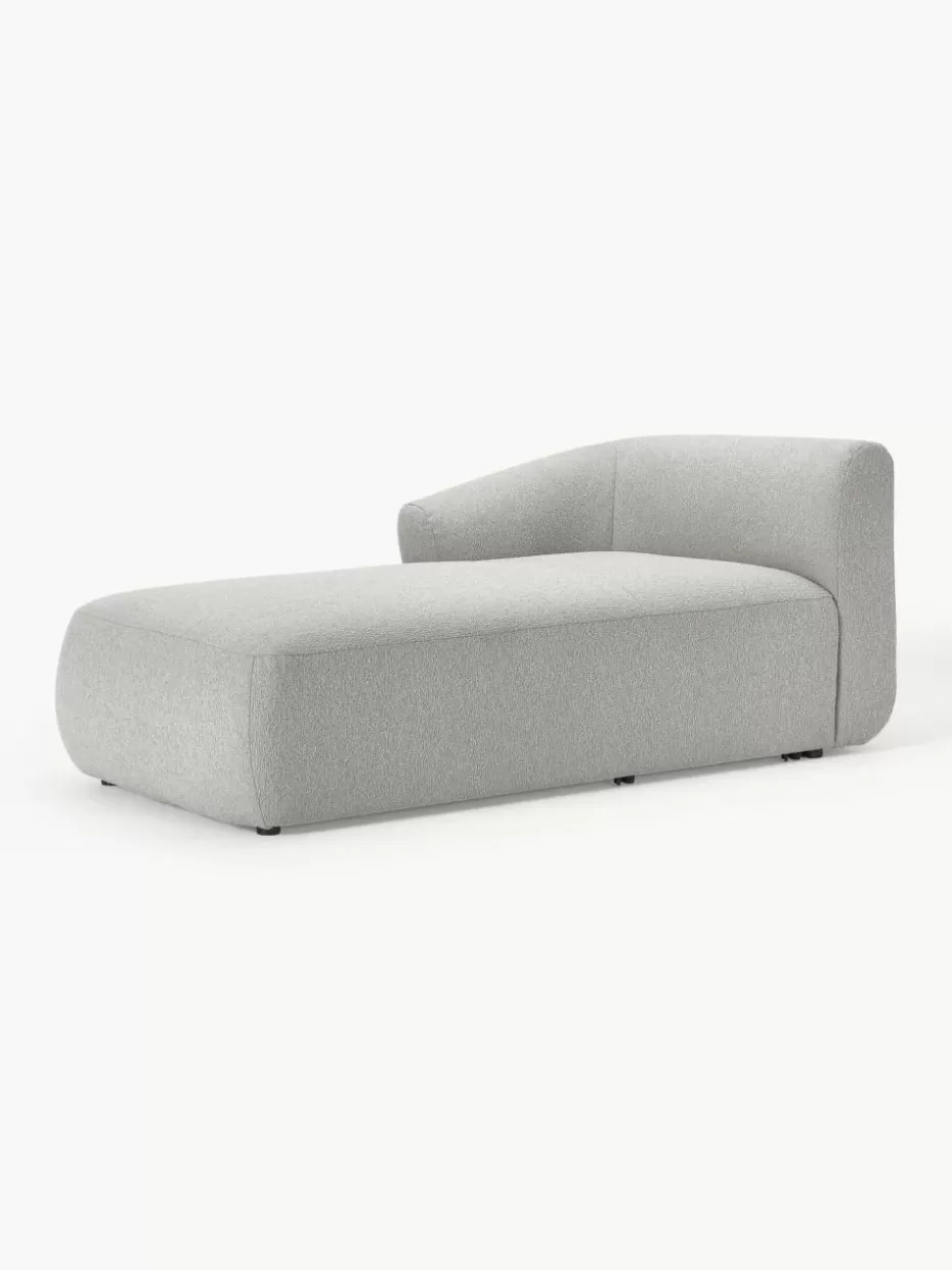 Sofas | Sofaserien-Westwing Collection Ottomane-Eckmodul Sofia aus Bouclé Bouclé Hellgrau