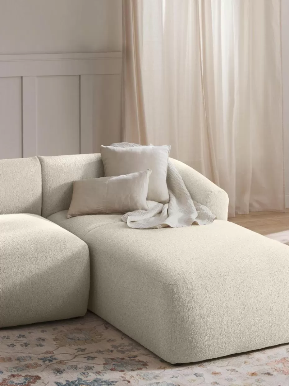 Sofas | Sofaserien-Westwing Collection Ottomane-Eckmodul Sofia aus Bouclé Bouclé Off White