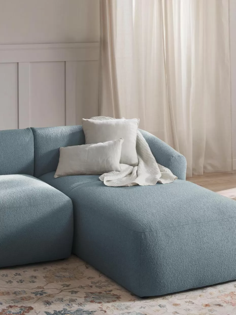 Sofas | Sofaserien-Westwing Collection Ottomane-Eckmodul Sofia aus Bouclé Bouclé Blau