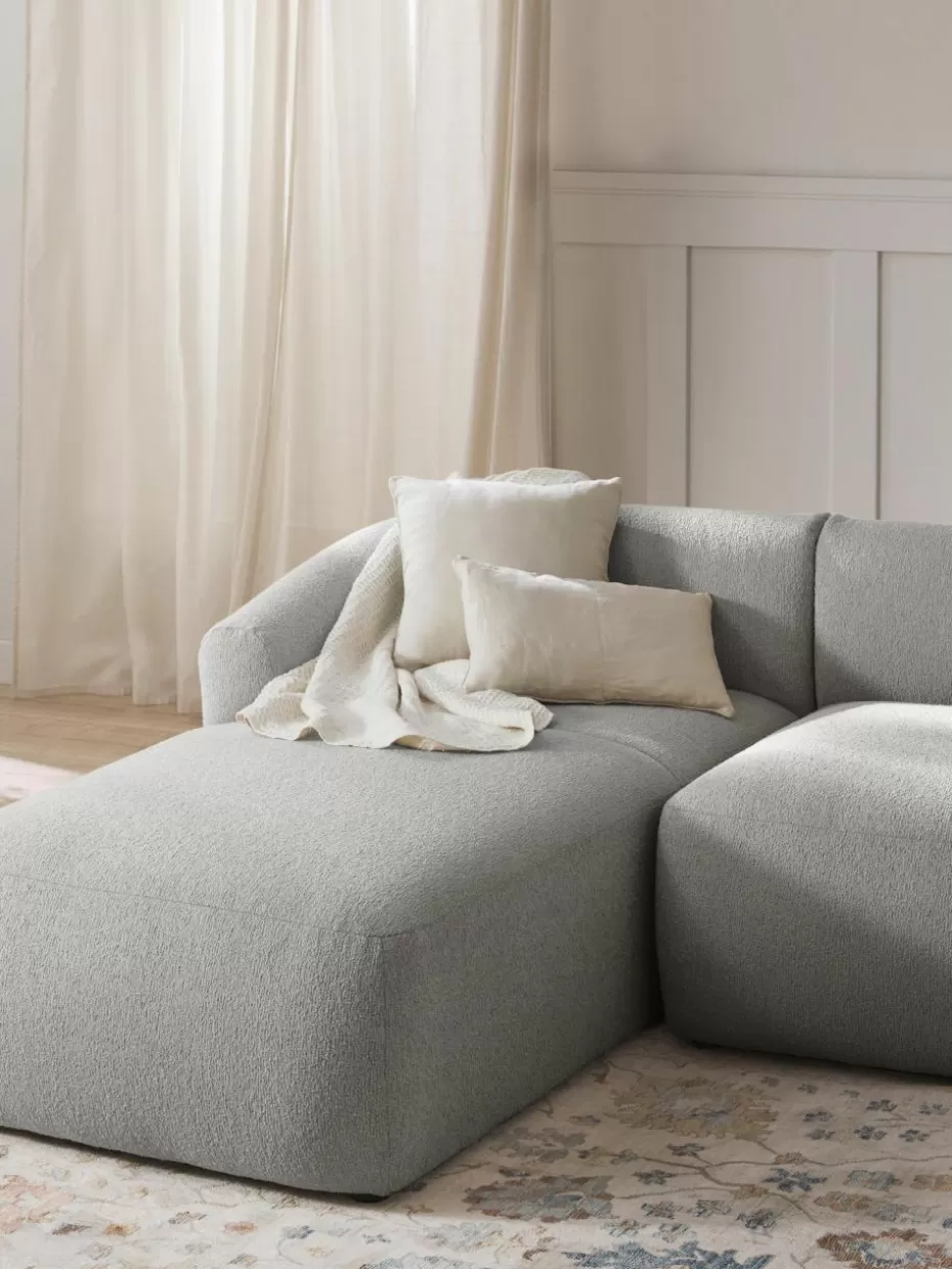 Sofas | Sofaserien-Westwing Collection Ottomane-Eckmodul Sofia aus Bouclé Bouclé Hellgrau