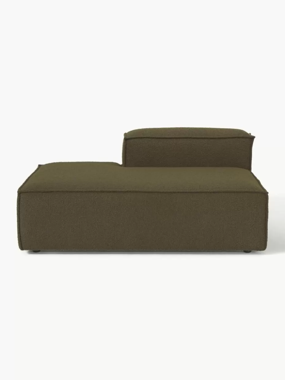 Sofas | Sofaserien-Westwing Collection Ottomane-Modul Lennon aus Bouclé Bouclé Olivgrün