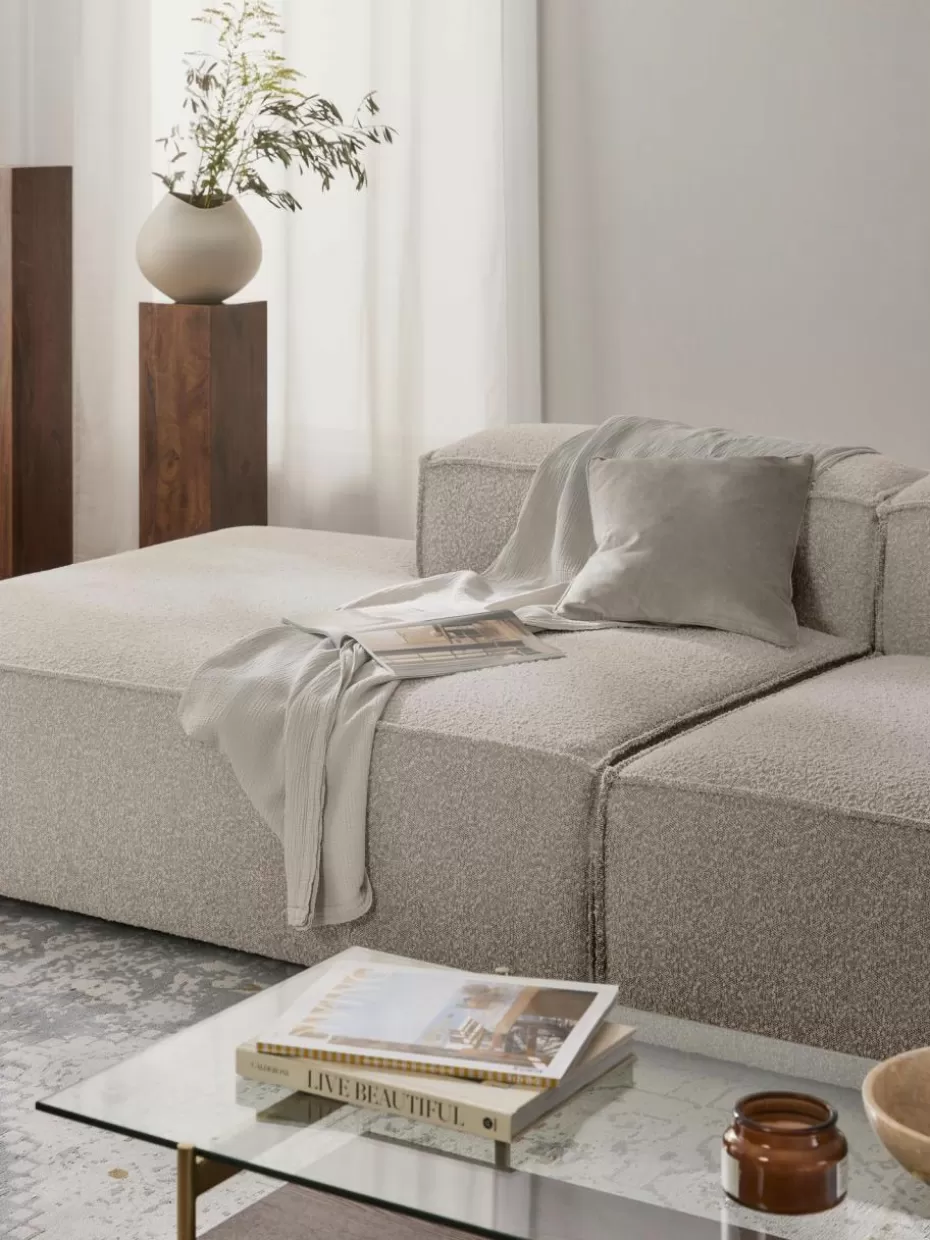 Sofas | Sofaserien-Westwing Collection Ottomane-Modul Lennon aus Bouclé Bouclé Off White